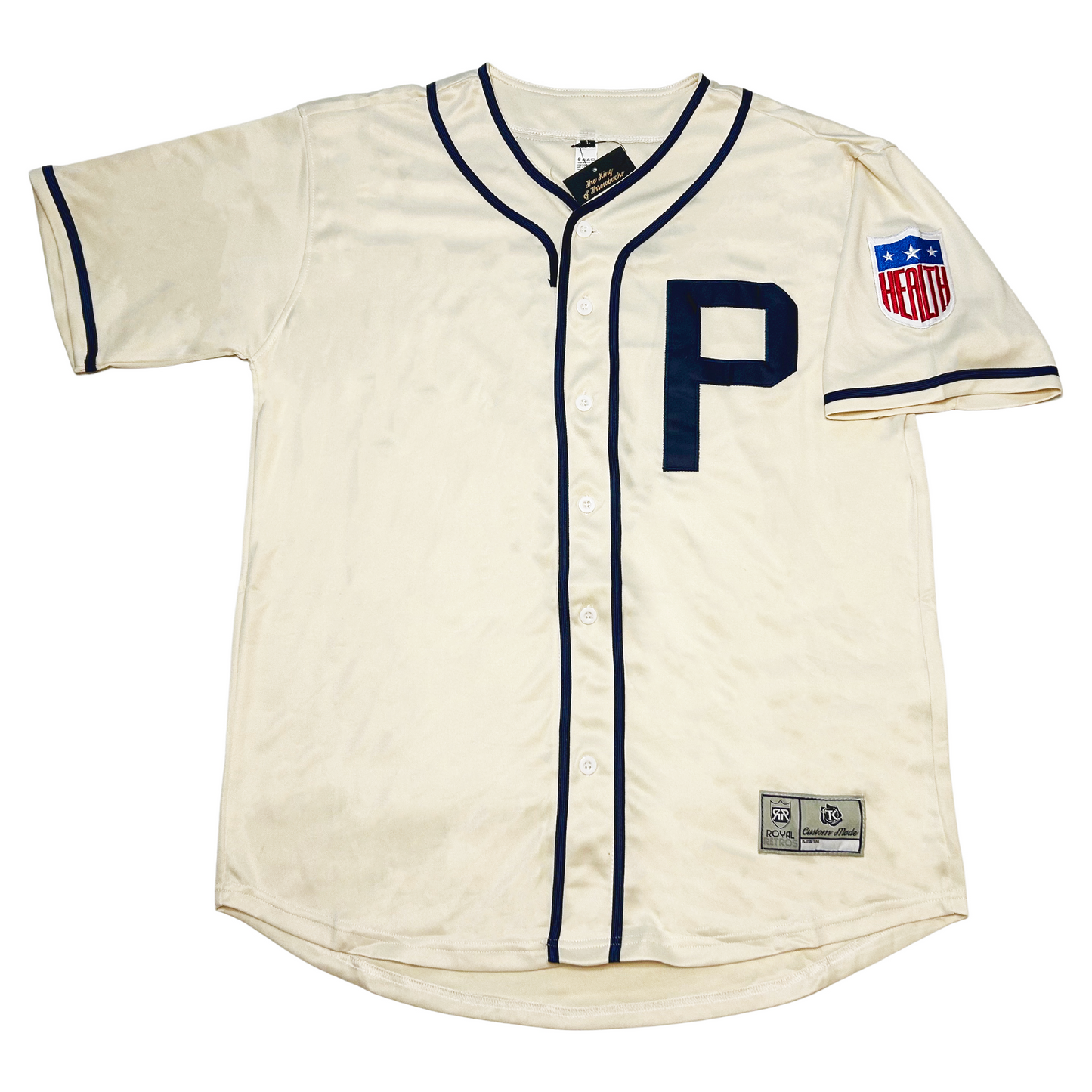Classic P Baseball Jersey - Cream/Pinstripes - Medium - Royal Retros