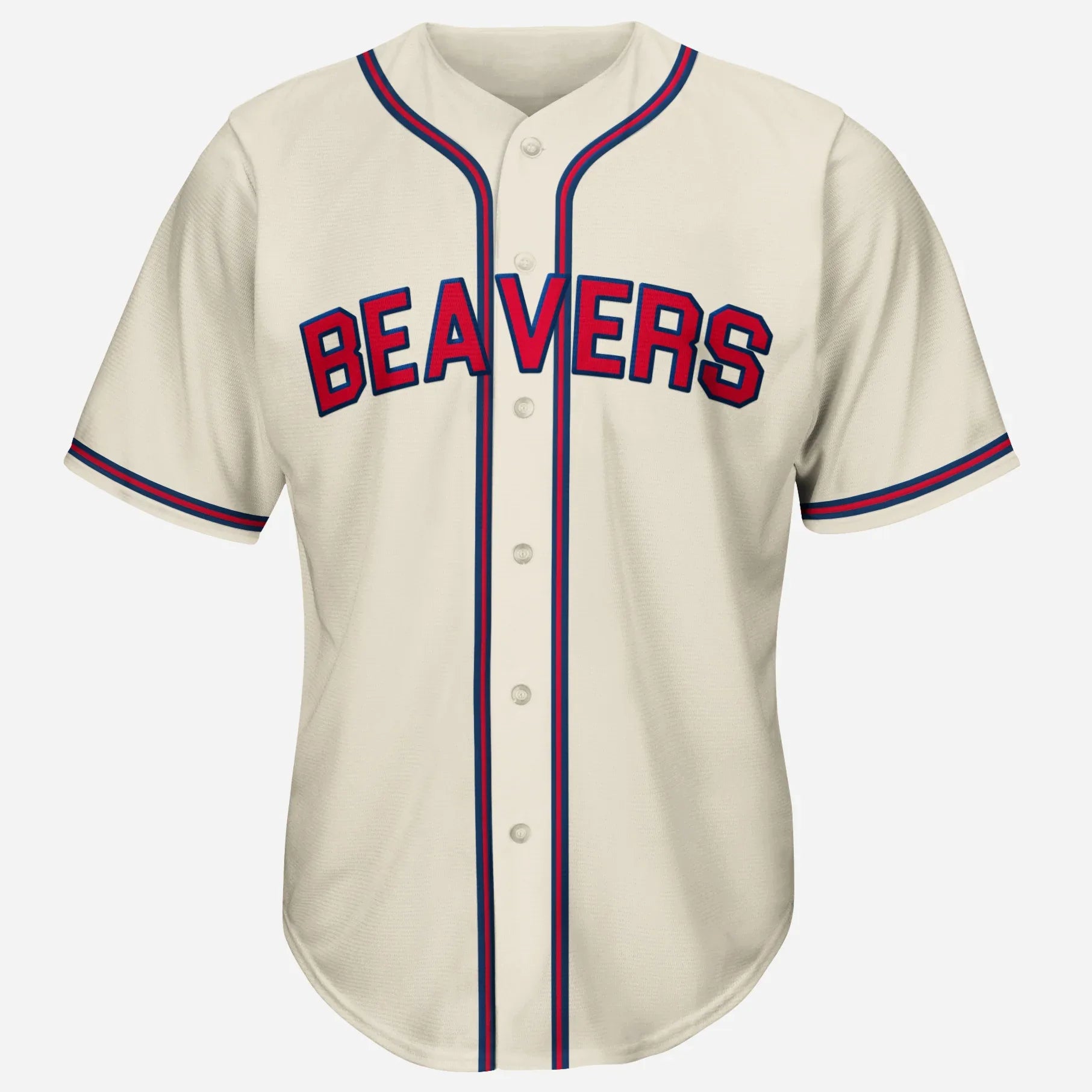 1950 Portland Beavers cream home jersey with red Beavers script — Royal Retros