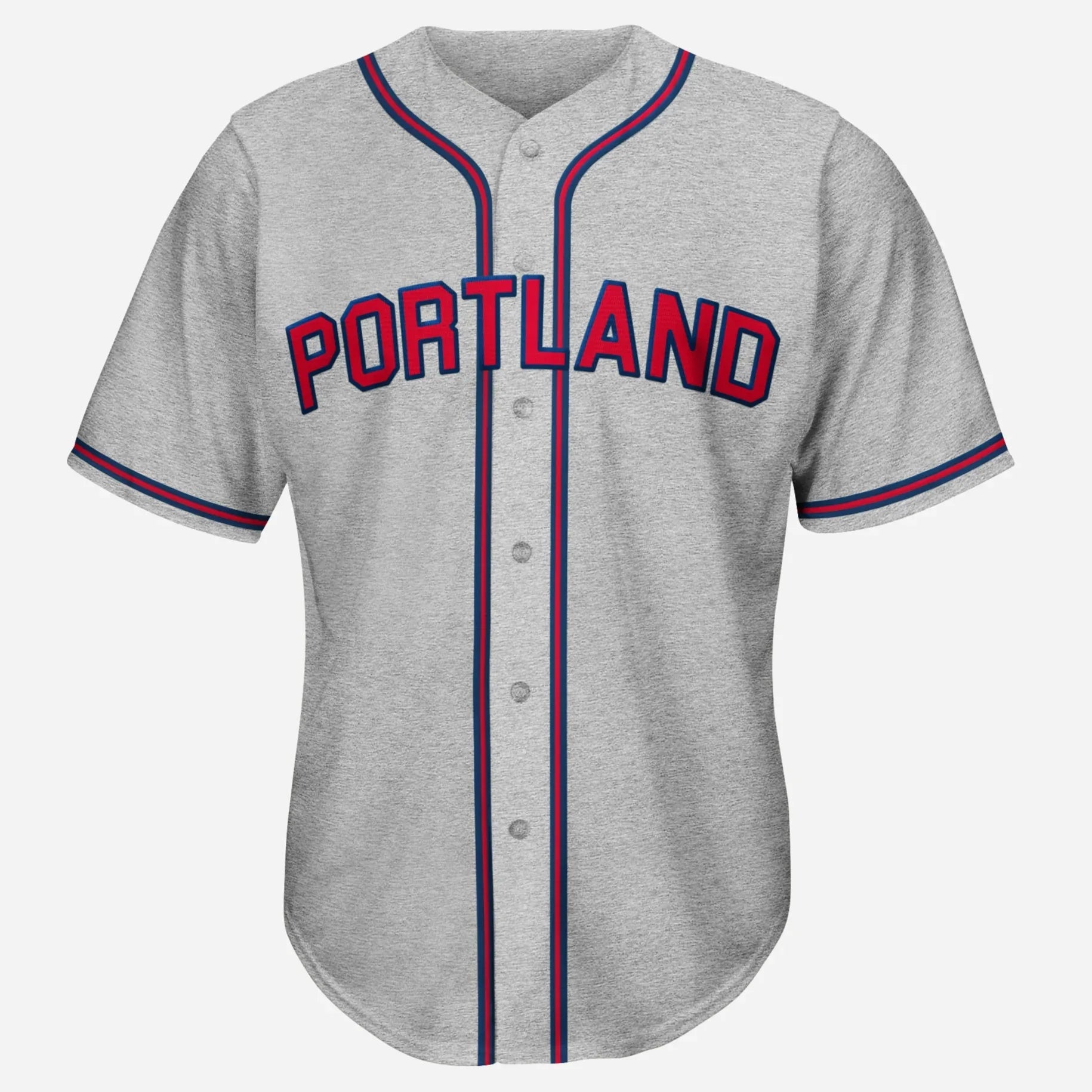 1950 Portland Beavers gray road jersey with red Portland lettering — Royal Retros