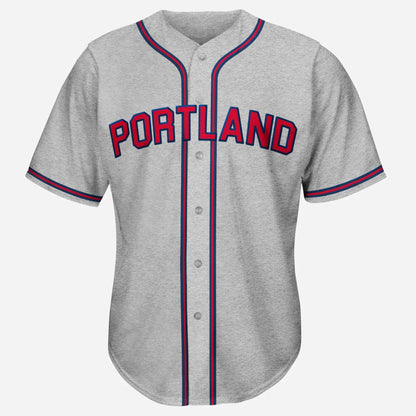 1950 Portland Beavers gray road jersey with red Portland lettering — Royal Retros
