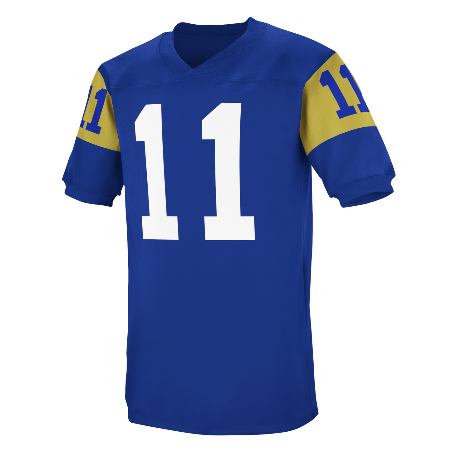 1964 Winnipeg Blue Bombers jersey blue with white #11, gold sleeves with blue #11 Royal Retros
