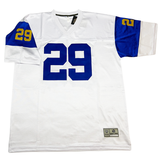 1964 Winnipeg Blue Bombers jersey white with blue 29 on chest, gold 29 on blue sleeves Royal Retros