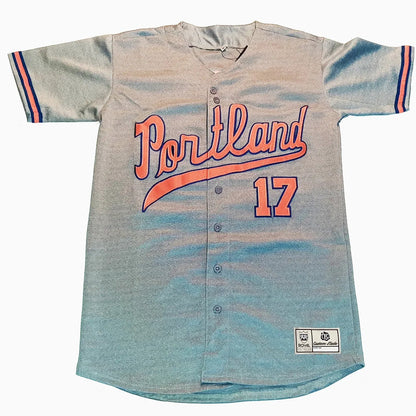 1968 Portland Beavers gray road jersey with Portland lettering — Royal Retros