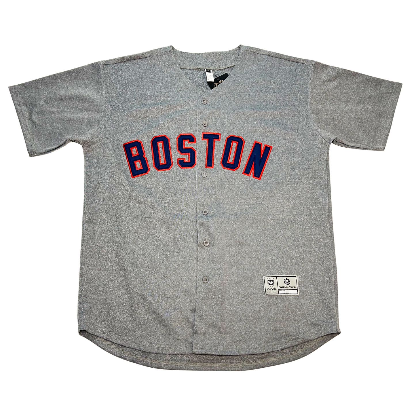 Gray Boston Baseball Jersey, a vintage hockey jersey, individually handmade for fans