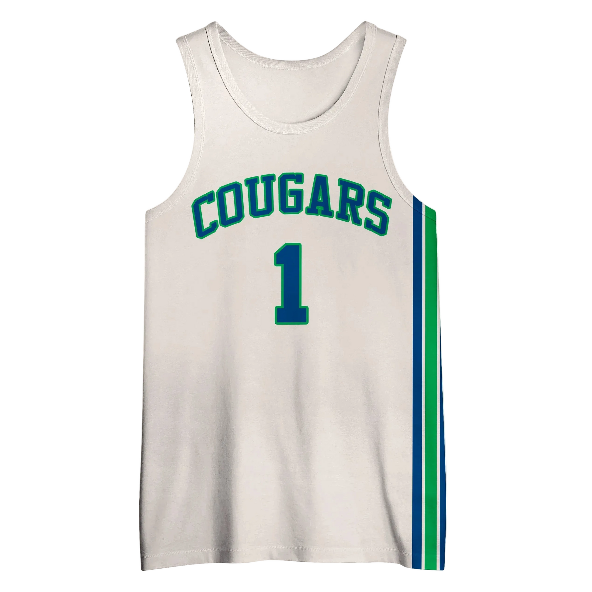 1971 Carolina Cougars white ABA jersey with Cougars wordmark — Royal Retros