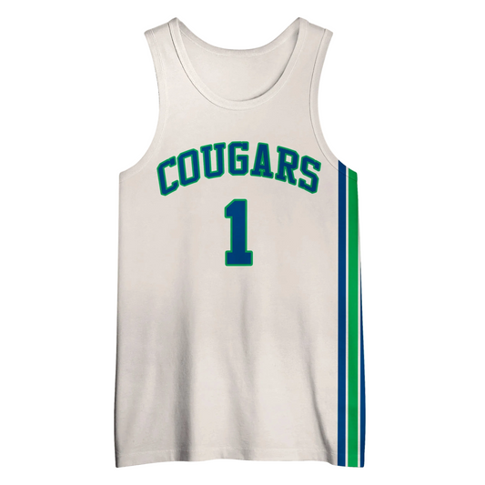 1971 Carolina Cougars white ABA jersey with Cougars wordmark — Royal Retros
