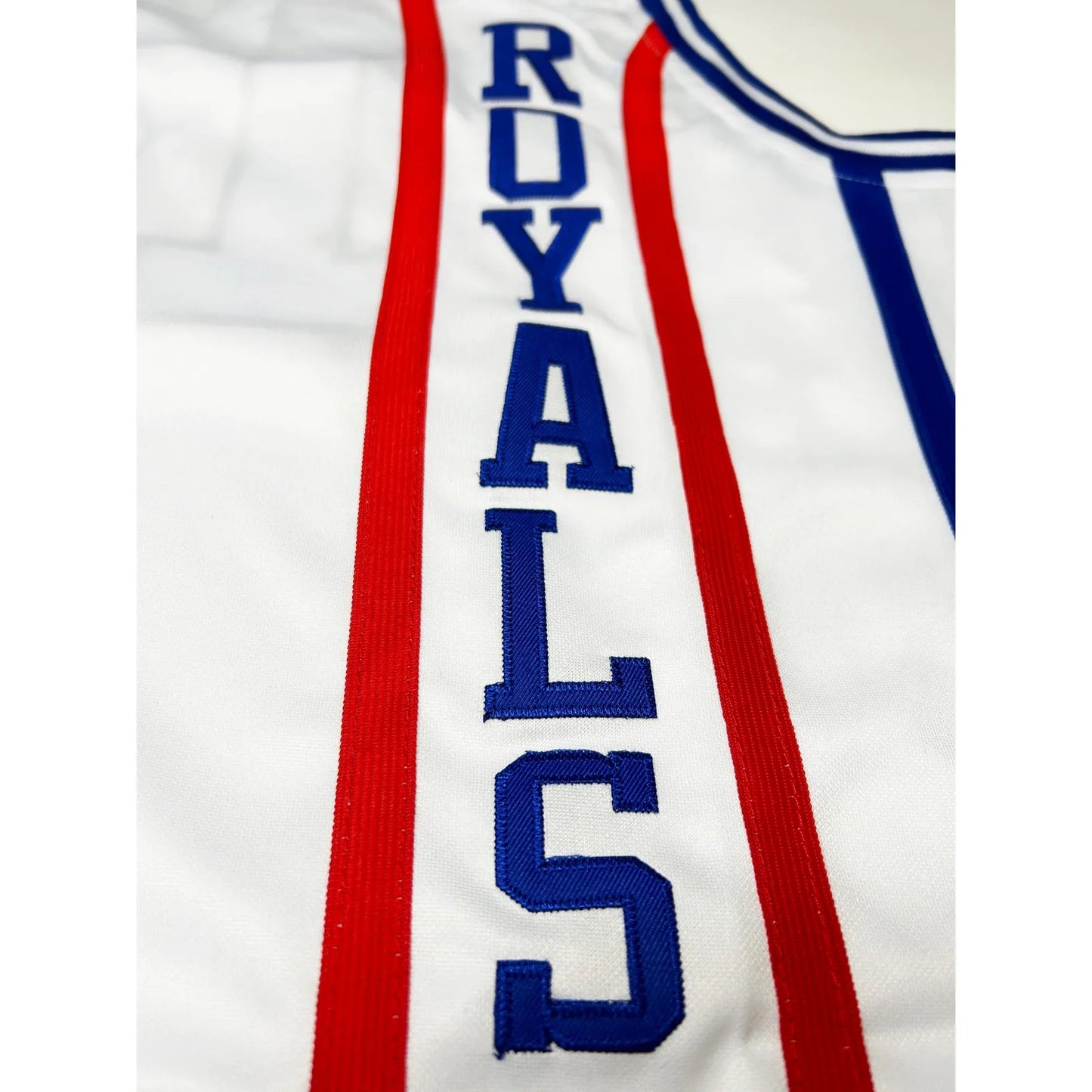 1971 Cincinnati Royals white jersey Royals script close-up — Royal Retros