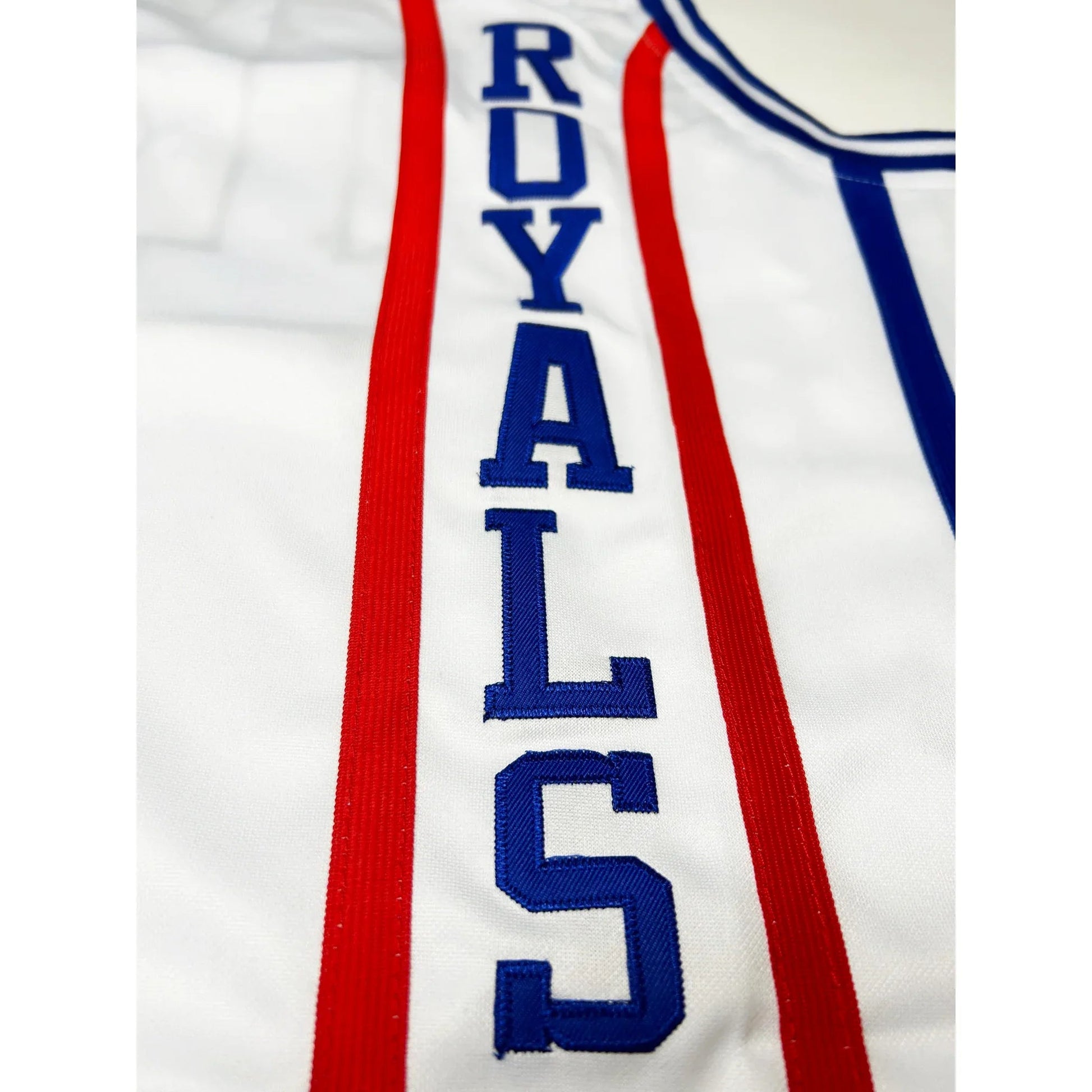 1971 Cincinnati Royals white jersey Royals script close-up — Royal Retros
