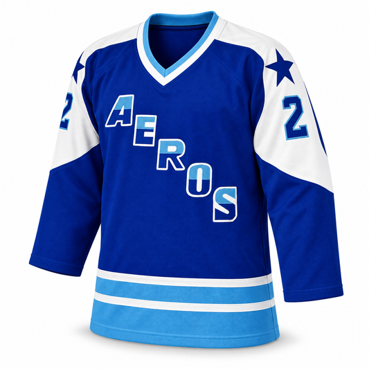 1972 Houston Aeros custom blue hockey jersey front, number 2