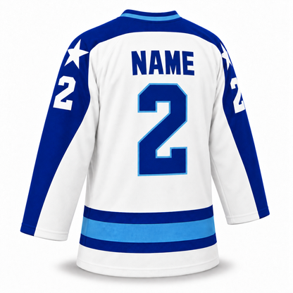 1972 Houston Aeros custom white hockey jersey back with NAME and number 2
