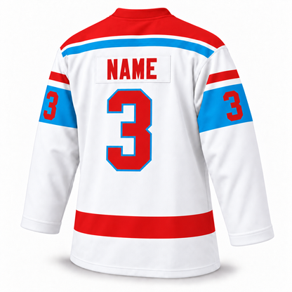 1972 WHA Nordiques white jersey — back mockup, NAME 3