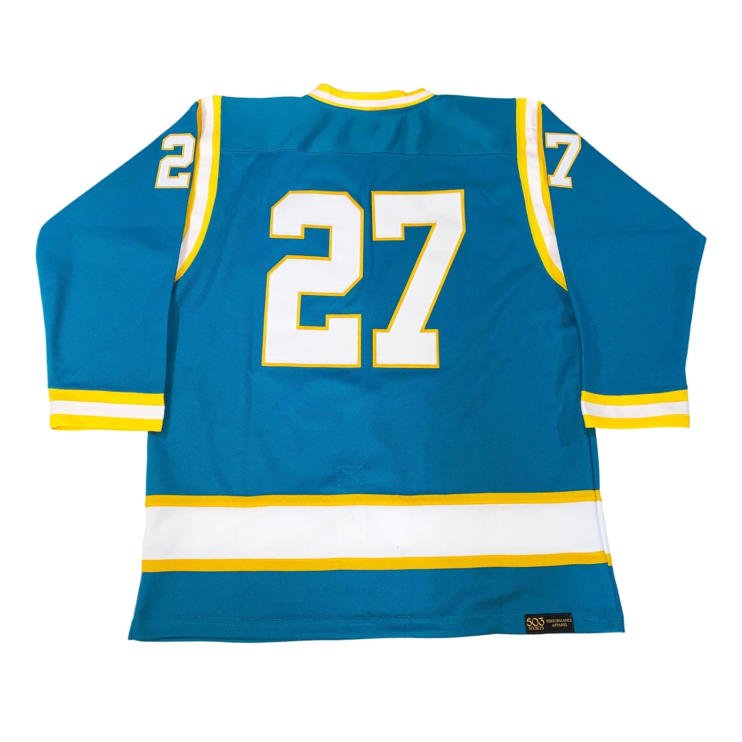 1974 California Golden Seals teal jersey back with white number — Royal Retros