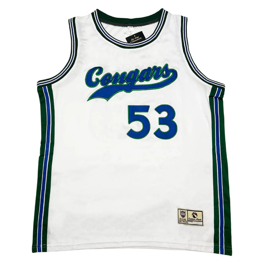 White Carolina Cougars Jersey inspired by Larry Brown, perfect for Houston Mavericks fans