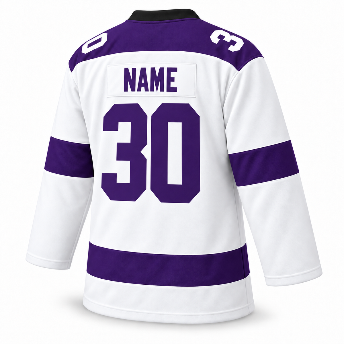 1976 Cleveland Crusaders white custom hockey jersey back mockup with NAME and number 30