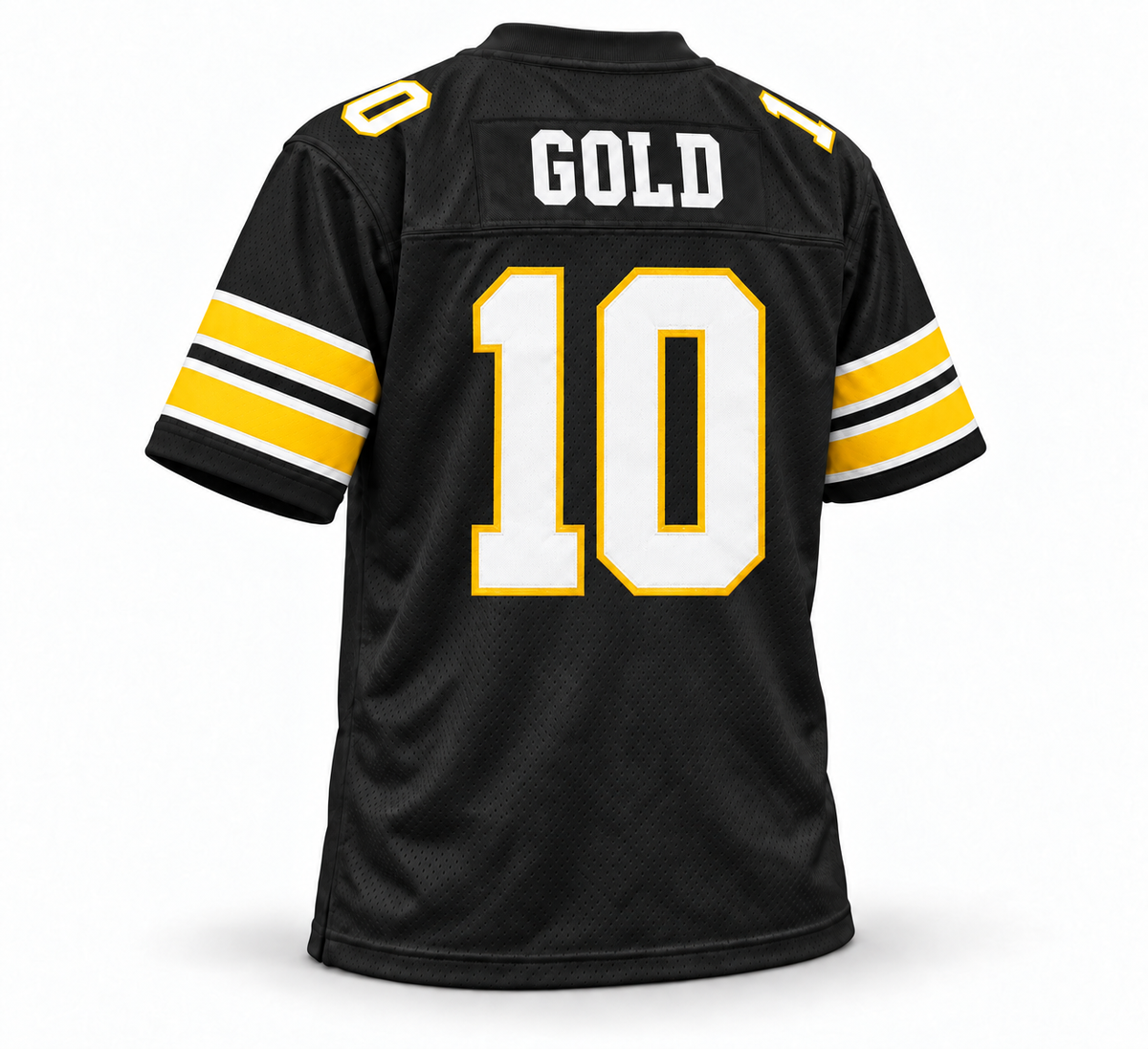 1983 Denver Gold USFL jersey — black back, Gold name and number 10