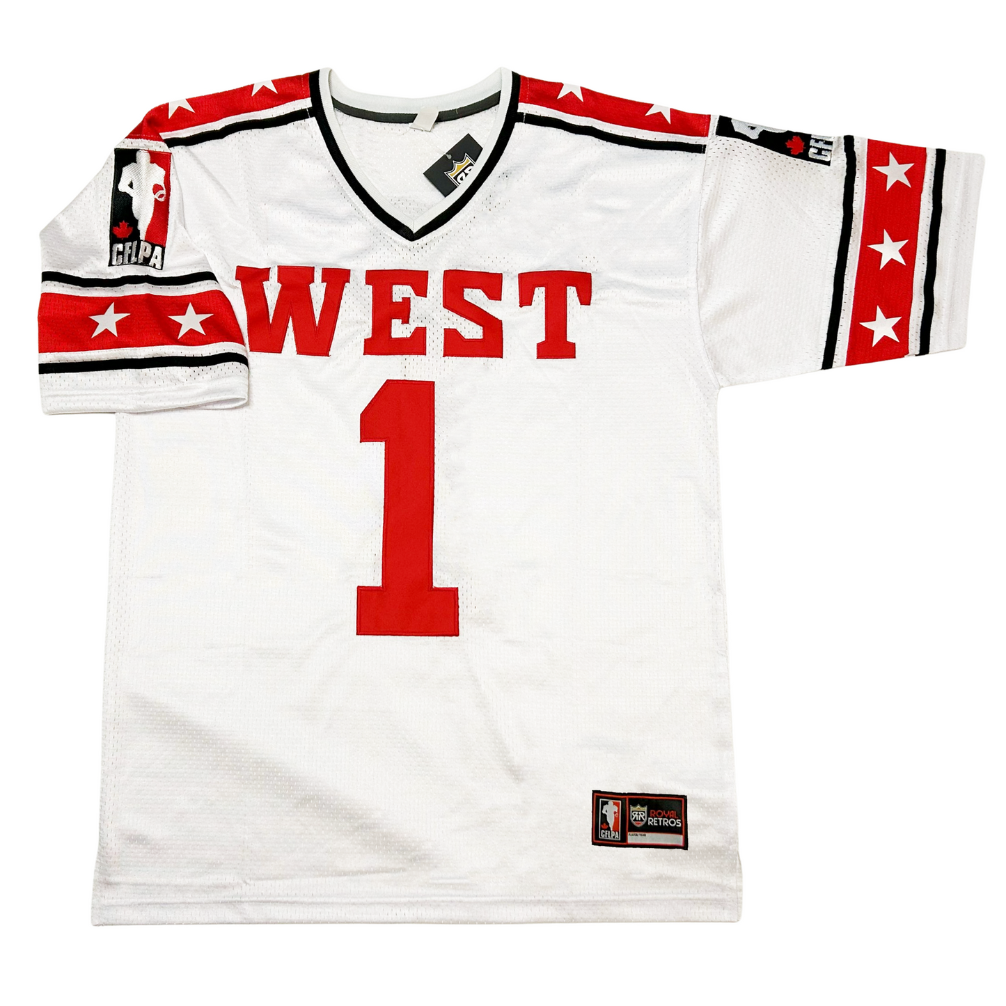 White 1983 CFLPA All-Star Jersey with red accents, perfect for sports fans