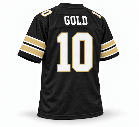 1984 Denver Gold USFL jersey — black back, Gold name and number 10