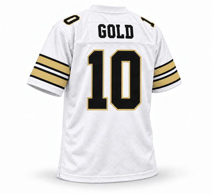 1984 Denver Gold USFL jersey — white back, Gold name and number 10