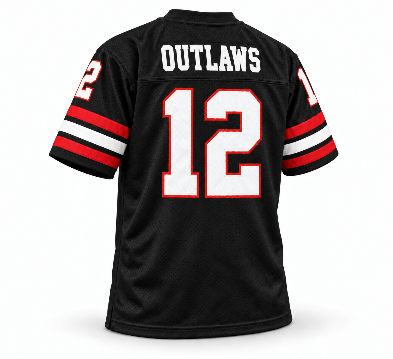 Oklahoma Outlaws USFL jersey, black back, OUTLAWS, number 12