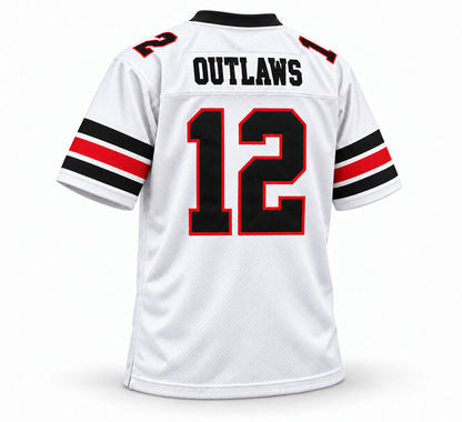 Oklahoma Outlaws USFL jersey, white back, OUTLAWS, number 12