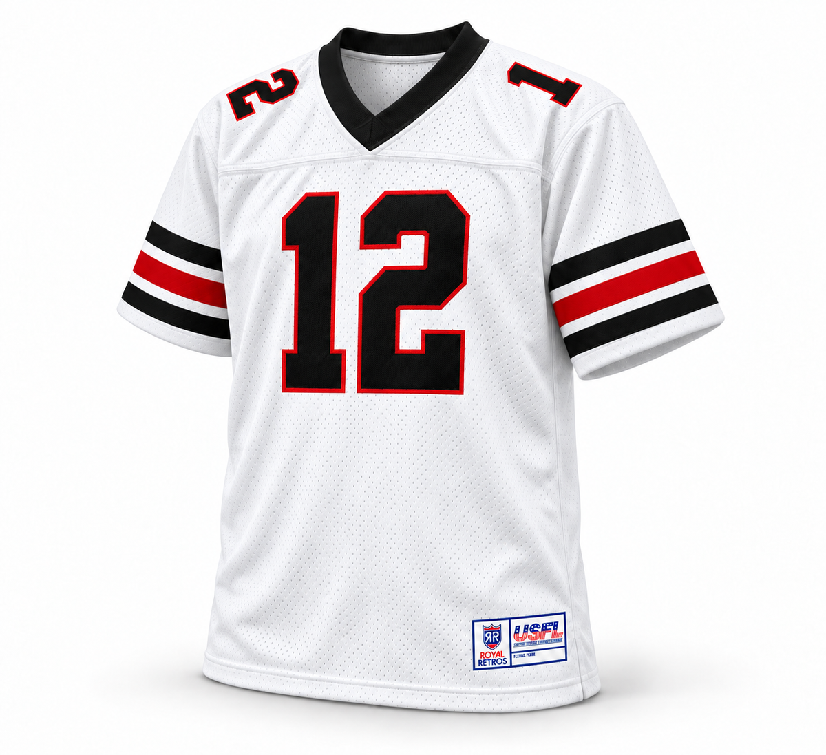 Oklahoma Outlaws USFL jersey, white front, number 12