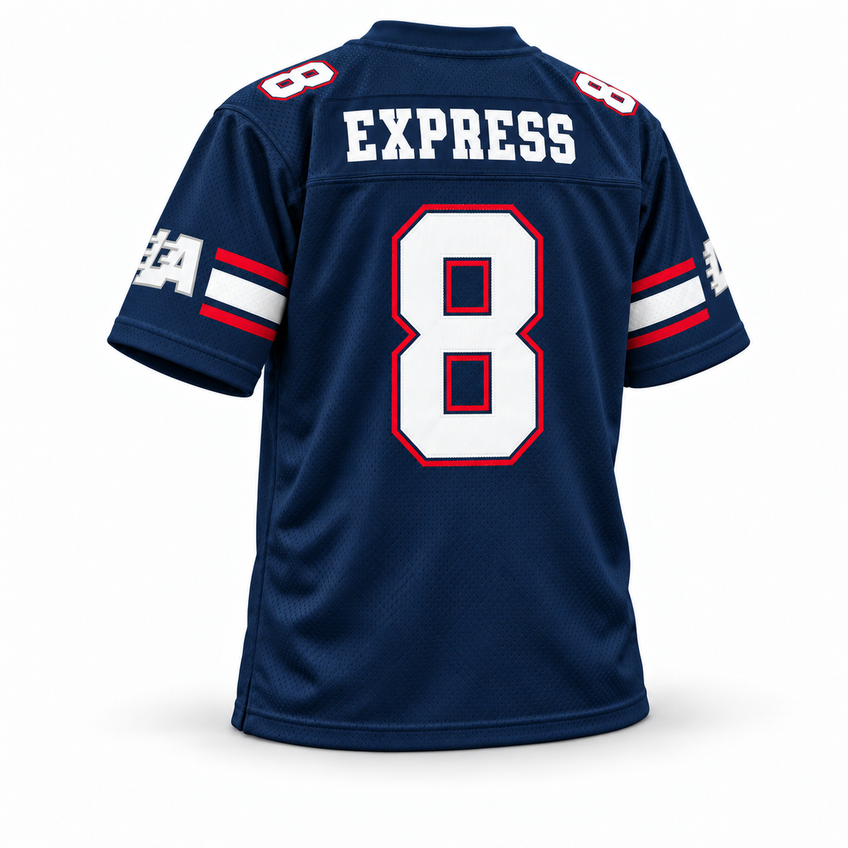 Back of the navy 1985 LA Express USFL jersey mockup with Express name and number 8