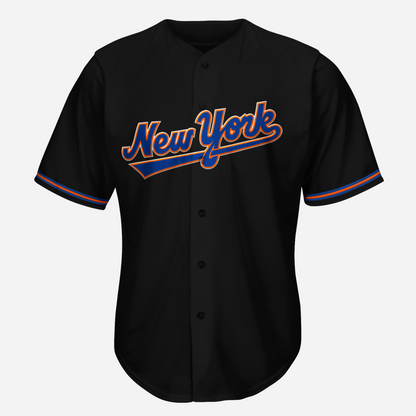 New York Script Baseball Jersey - Small / Black - Jerseys
