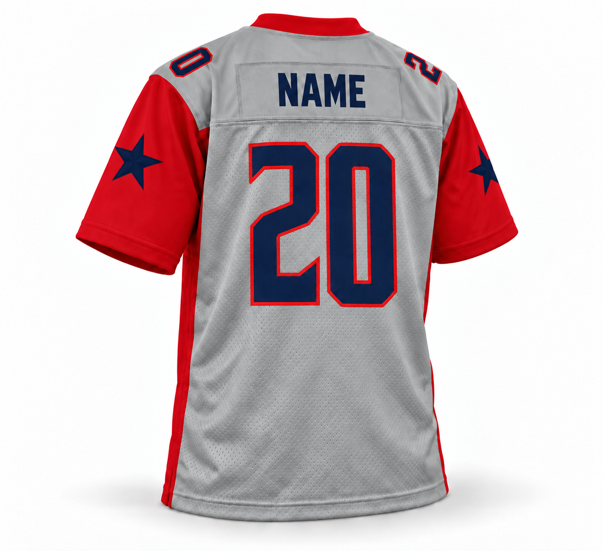 2020 Houston Roughnecks gray jersey back number 20 studio mockup