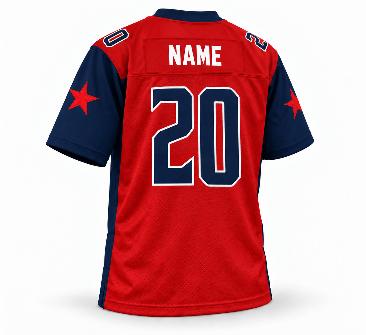 2020 Houston Roughnecks red jersey back number 20 studio mockup