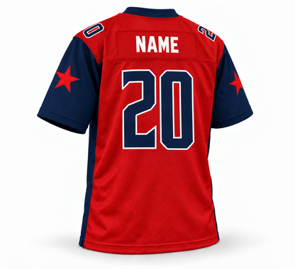 2020 Houston Roughnecks red jersey back number 20 studio mockup