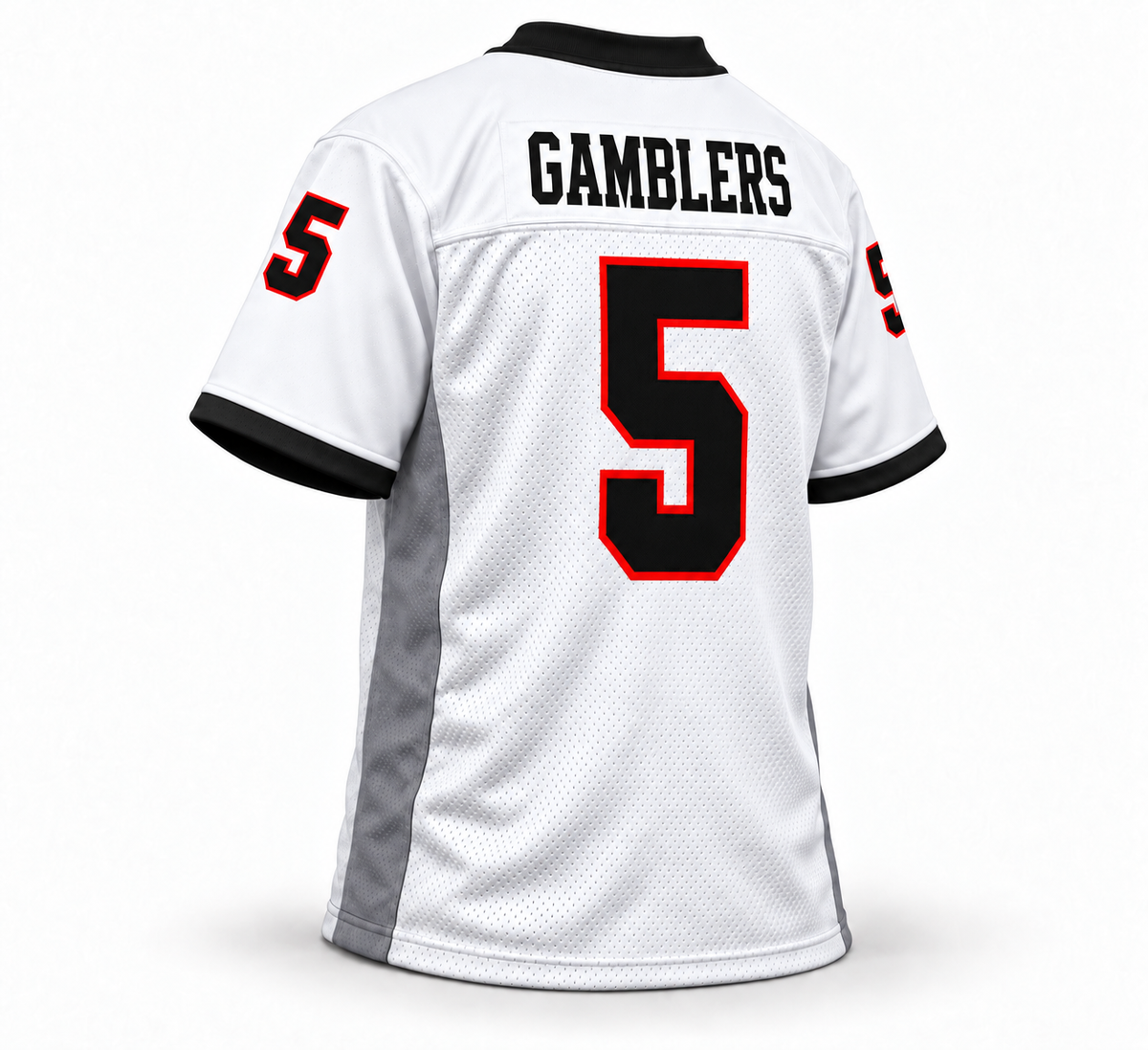 2022–23 Houston Gamblers USFL jersey — white back with GAMBLERS, number 5