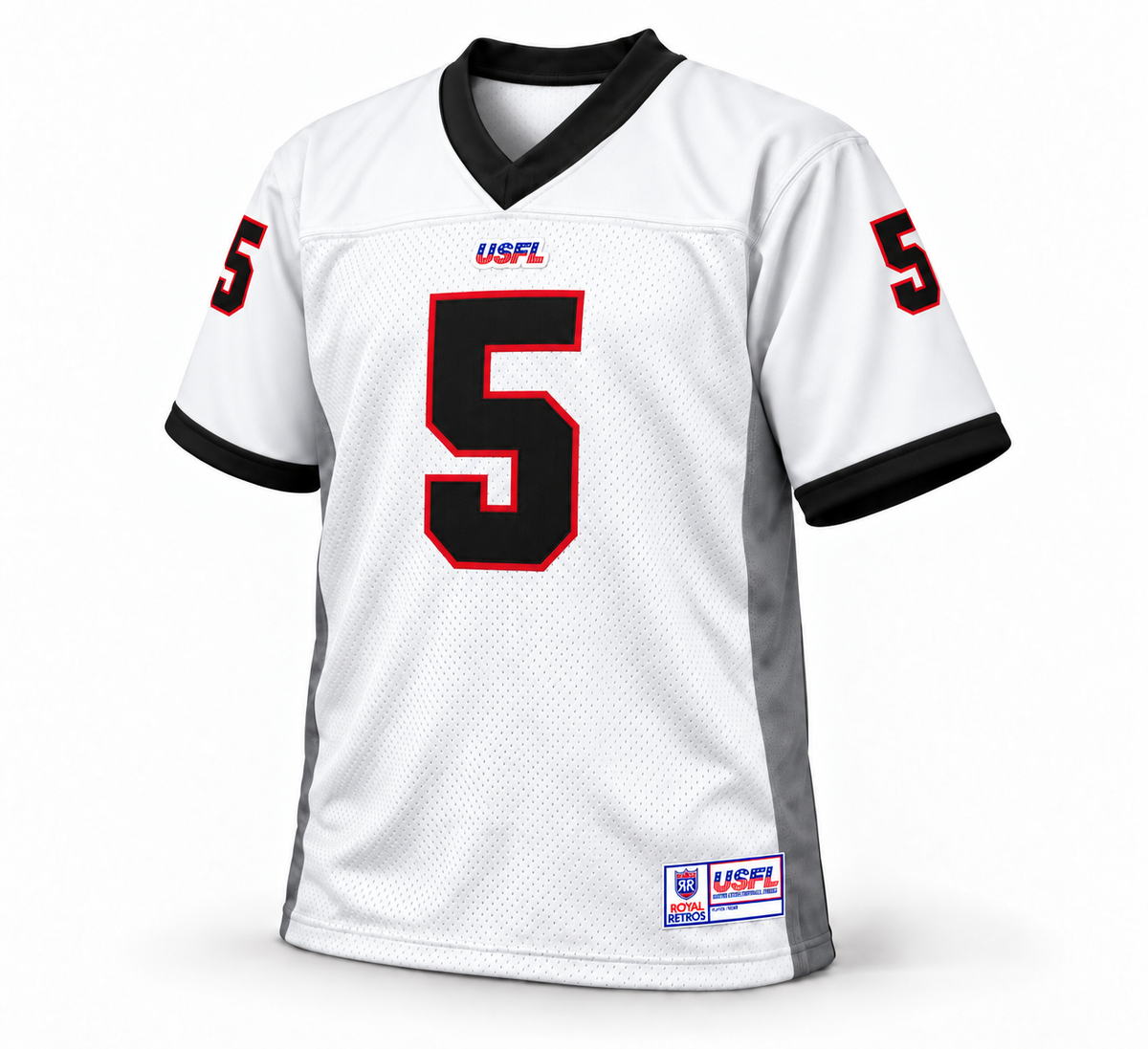 2022–23 Houston Gamblers USFL jersey — white front, number 5