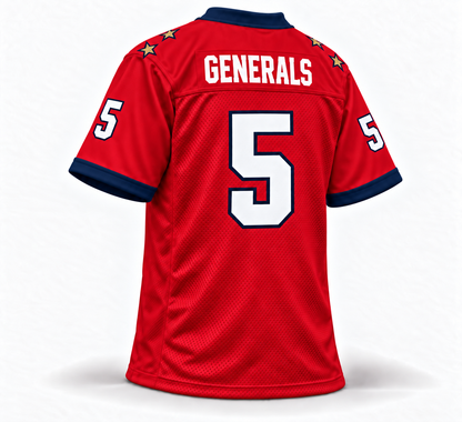 2022-23 New Jersey Generals red USFL jersey back, GENERALS, number 5