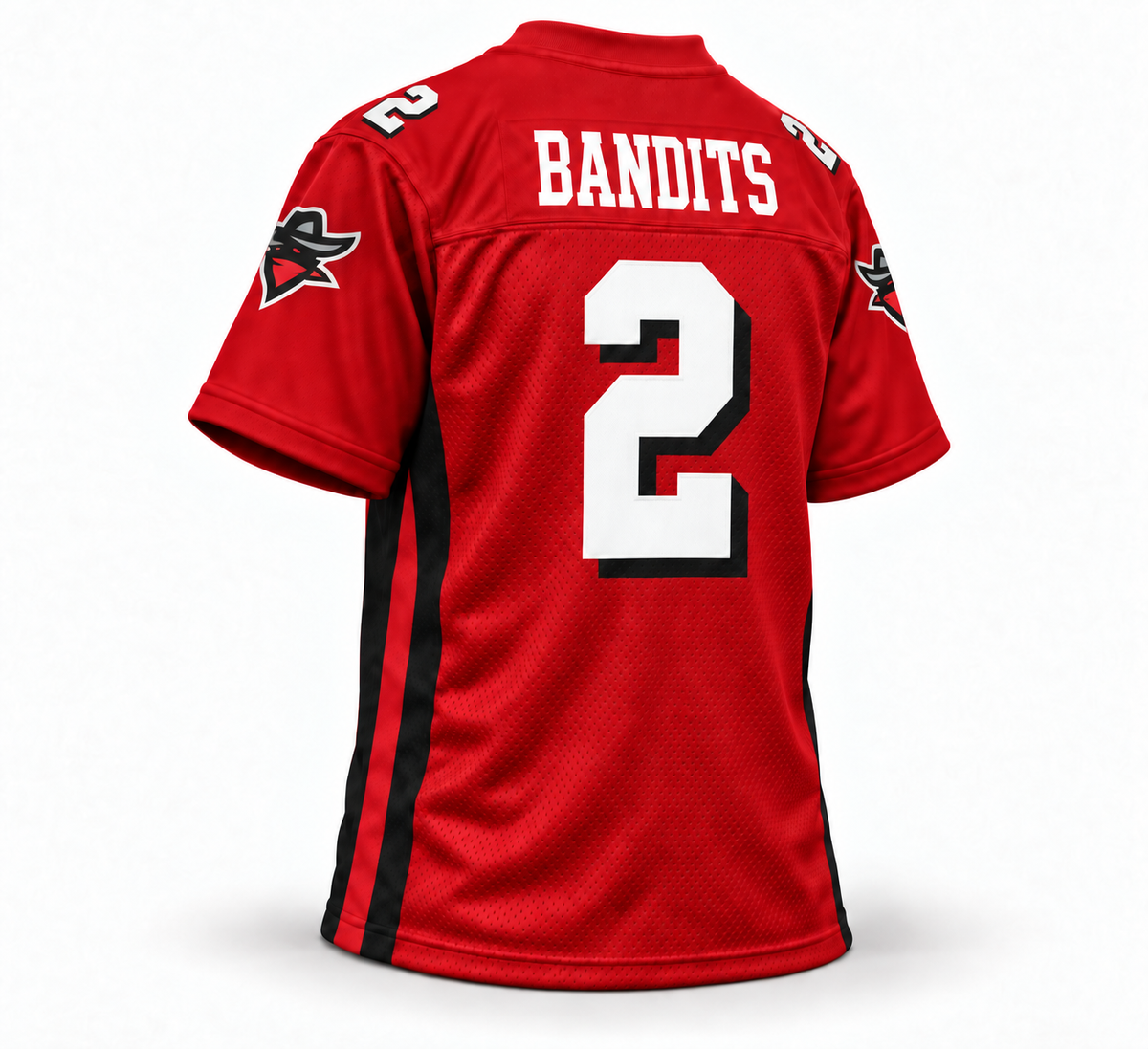 2022 Tampa Bay Bandits USFL red jersey back mockup, Bandits name and number 2