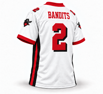 2022 Tampa Bay Bandits USFL white jersey back mockup, Bandits name and number 2