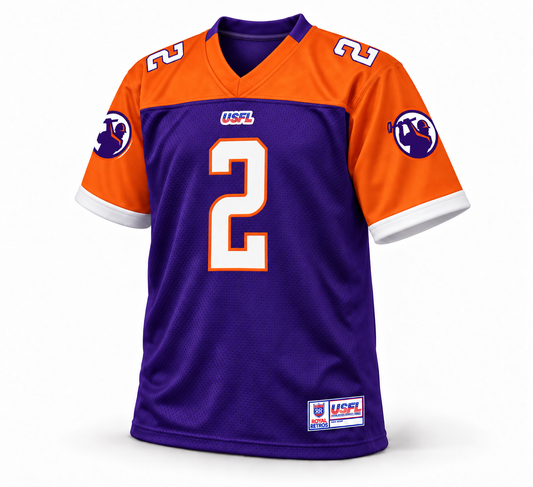 2022 Pittsburgh Maulers purple USFL jersey front, number 2