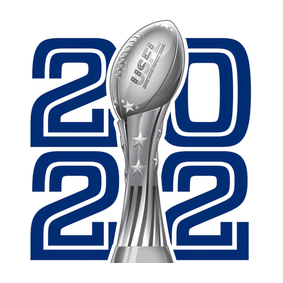 Silver football trophy with USFL Championship Patch for jersey display