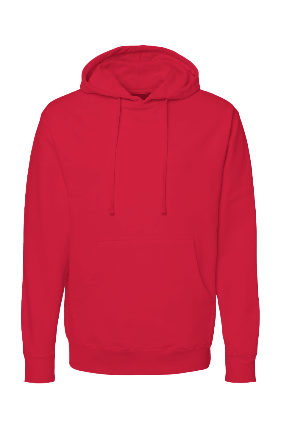 Candlestick Patch Hoodie. Red. Front. Plain pullover hoodie with kangaroo pocket and drawstring hood.