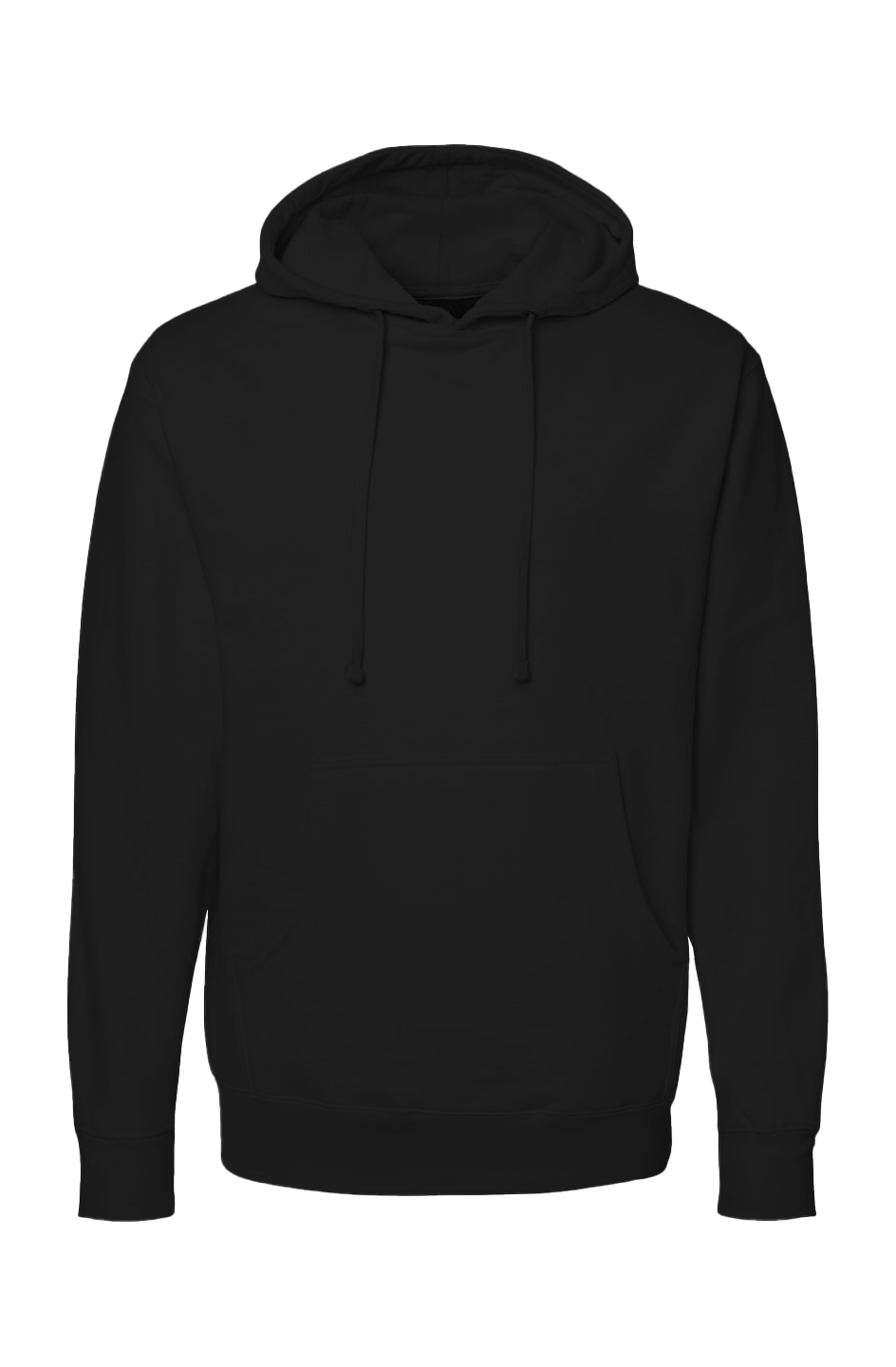 Candlestick Patch Hoodie. Black. Front. Plain pullover hoodie with kangaroo pocket and drawstring hood.