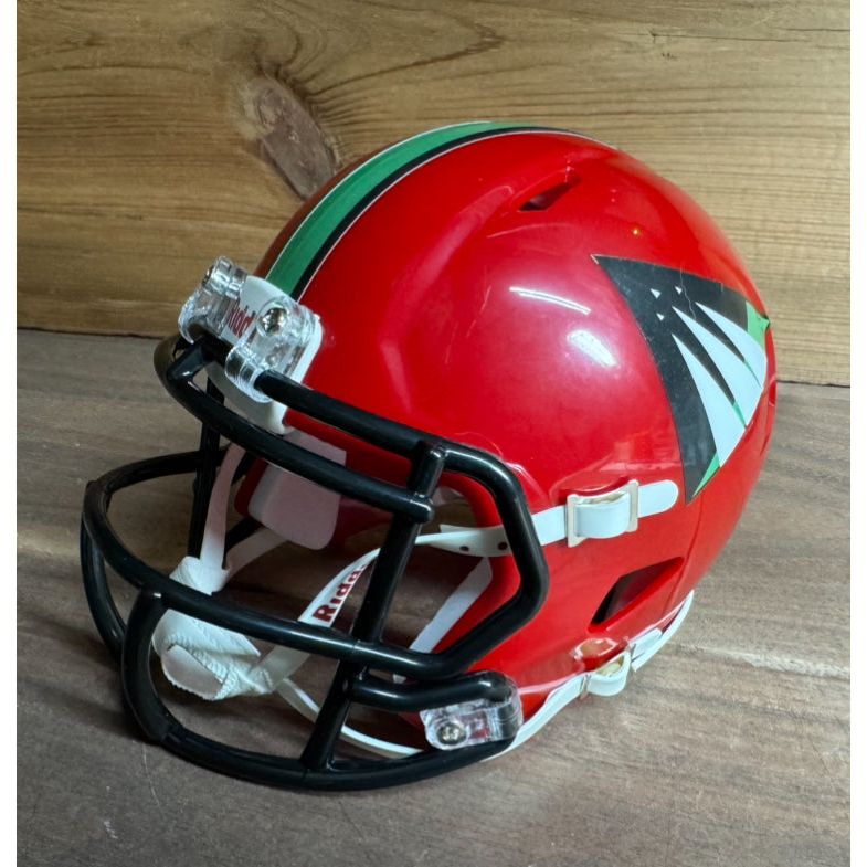 Red Raleigh-Durham Skyhawks Mini Helmet with black facemask for collectors and fans