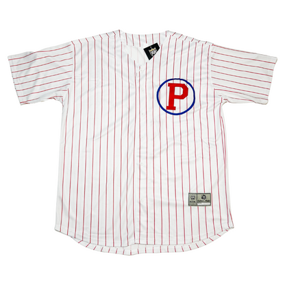 Classic P Baseball Jersey - Small / White/Pinstripes - Jerseys