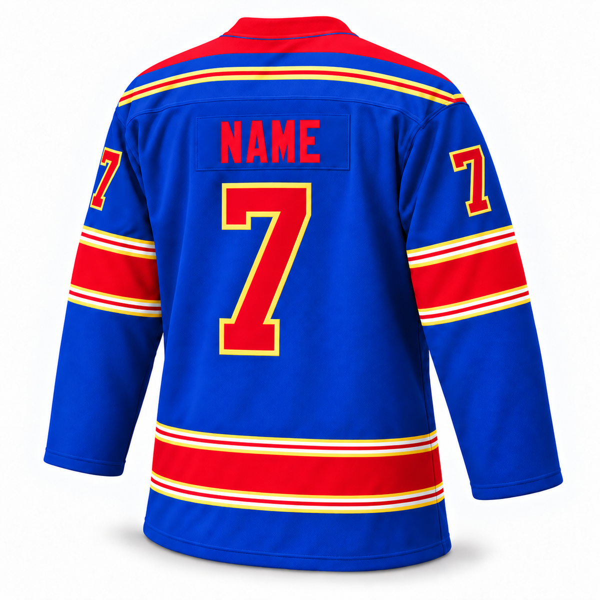 Albuquerque Six-Guns blue jersey back mockup, block number 7, NAME personalization
