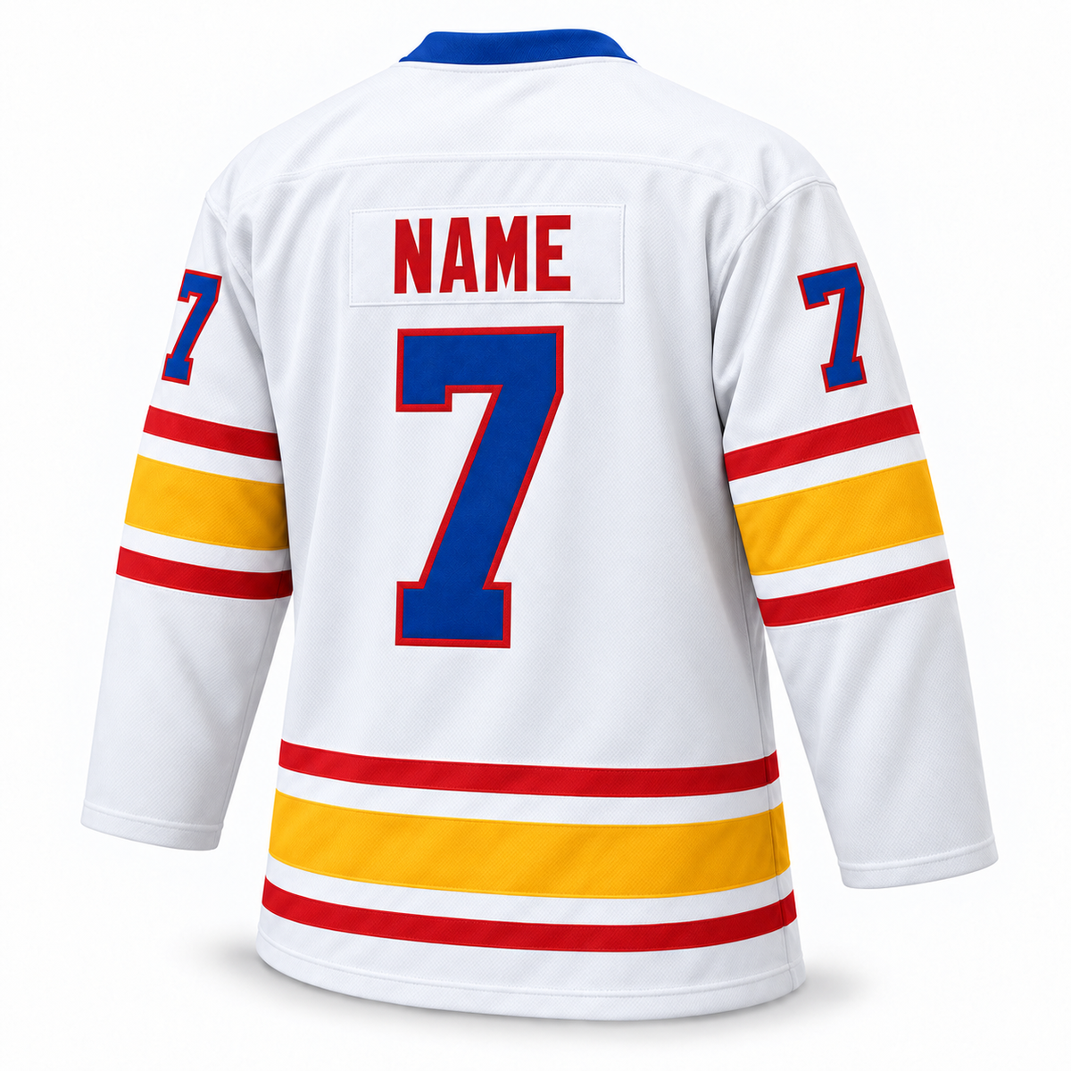 Albuquerque Six-Guns white jersey back mockup, block number 7, NAME personalization