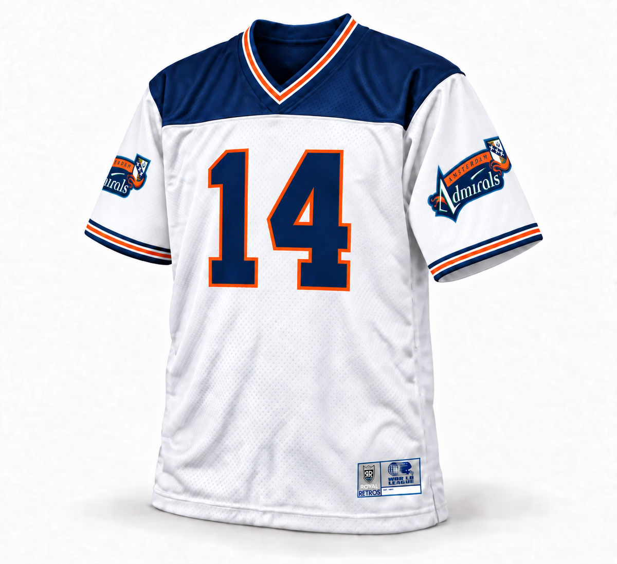 Amsterdam Admirals WLAF jersey white front number 14