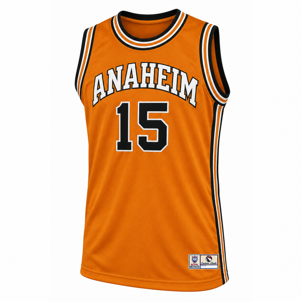 Anaheim Amigos orange jersey front, ANAHEIM and number 15