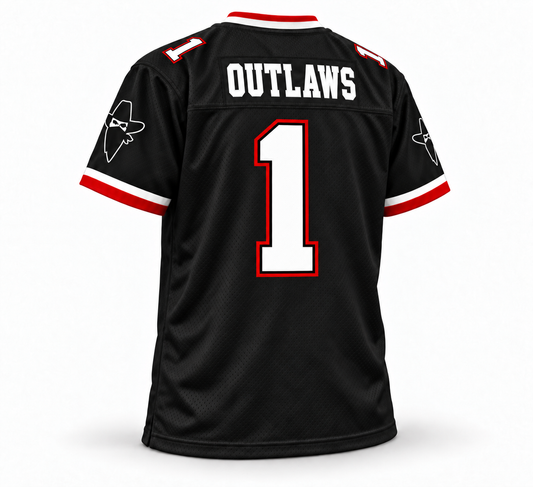 Arizona Outlaws 1985 USFL Jersey — Black Back — Outlaws — Number 1
