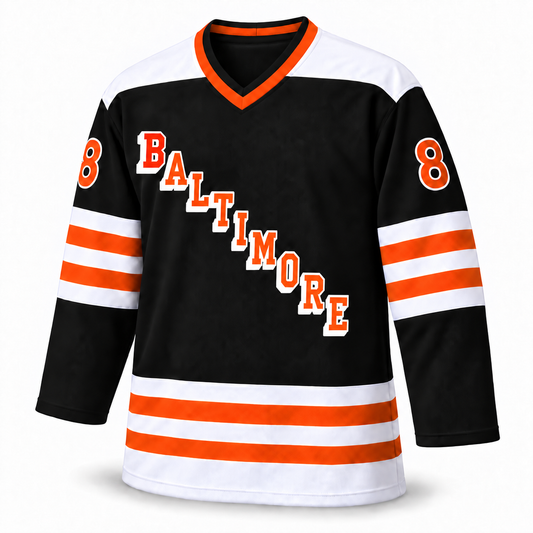 Baltimore Blades custom black jersey front mockup, number 8