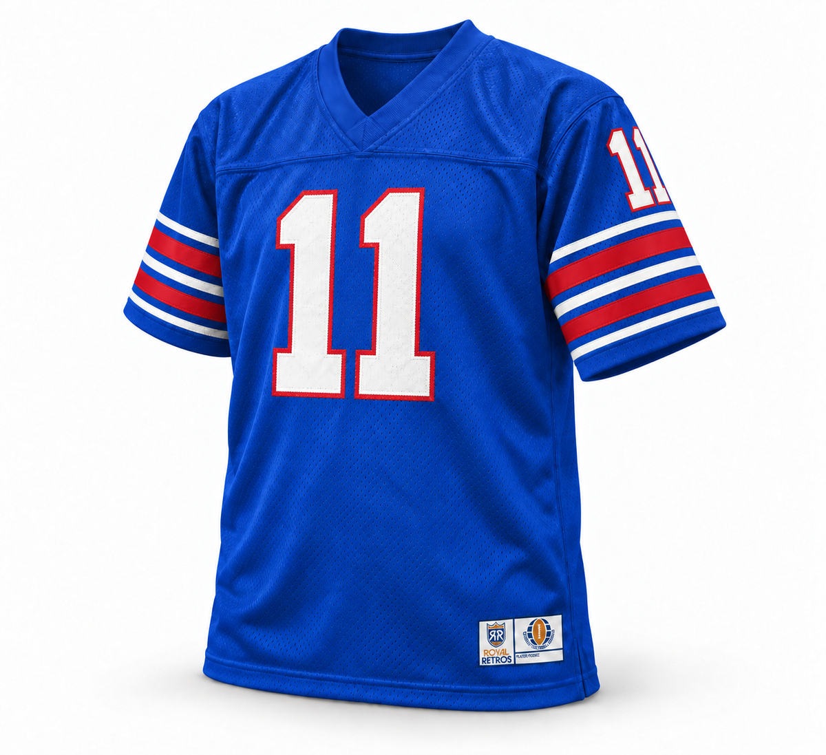 Birmingham Americans Vulcans WFL jersey, royal blue front, white number 11 with red outline