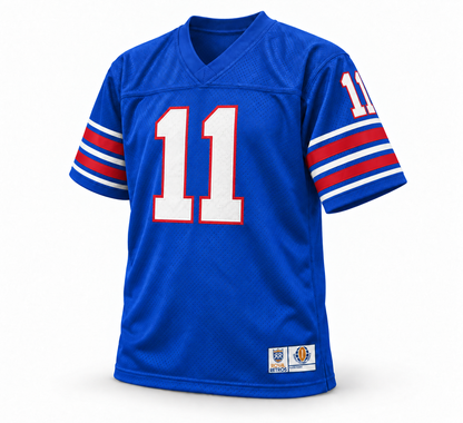 Birmingham Americans Vulcans WFL jersey, royal blue front, white number 11 with red outline
