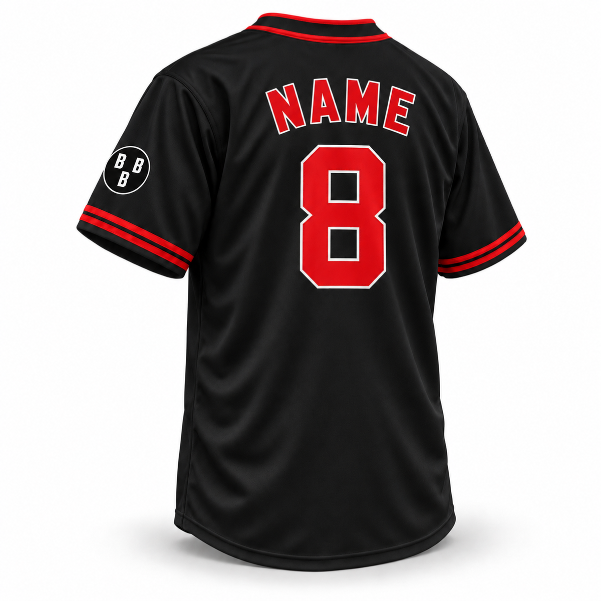Birmingham Black Barons NLB Remix Jersey — black back with NAME and number 8 in red with white outlines